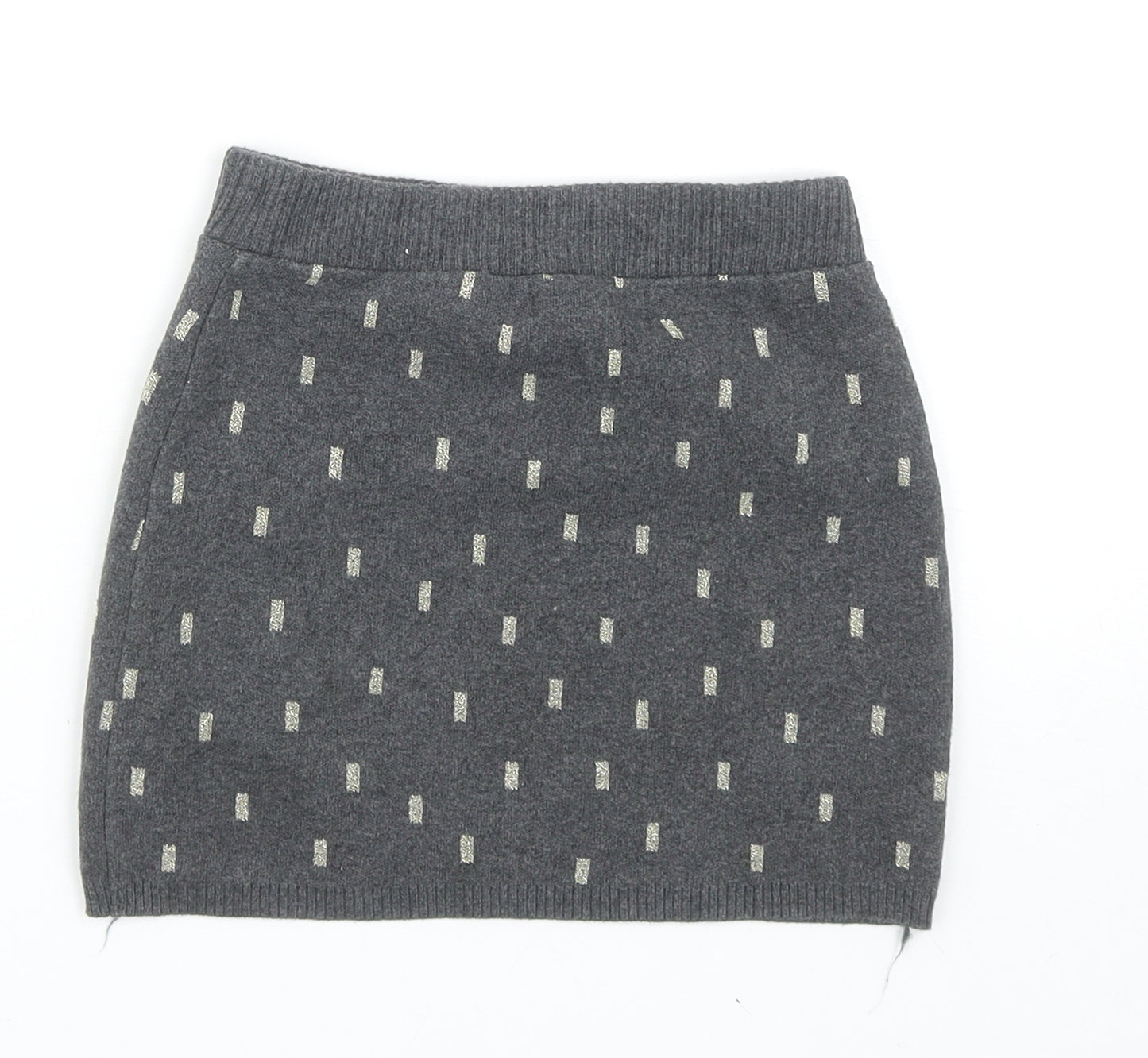 H&M Girls Grey Geometric Cotton A-Line Skirt Size 7-8 Years Regular Pull On