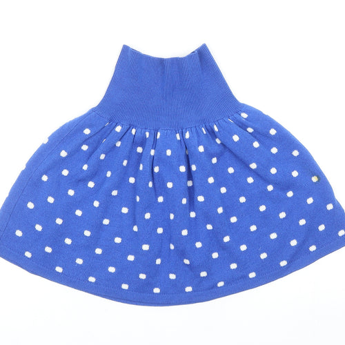Marks and Spencer Girls Blue Polka Dot Acrylic Skater Skirt Size 7-8 Years Regular Pull On