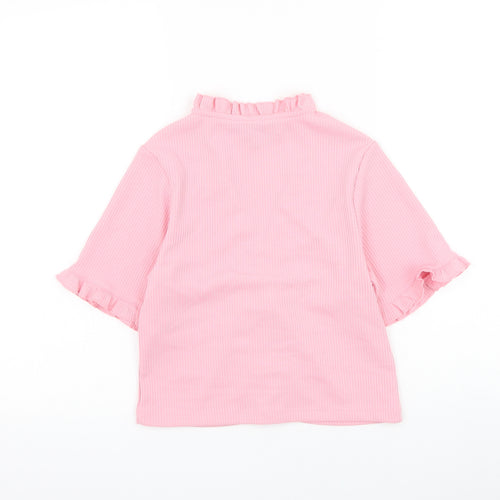 Reclaimed Vintage Womens Pink Polyester Basic Blouse Size XS V-Neck - Lettuce Hem