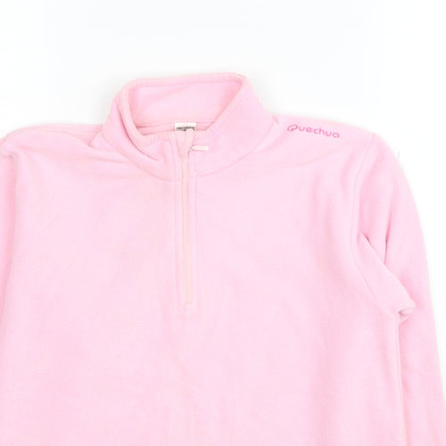 DECATHLON Girls Pink Polyester Full Zip Sweatshirt Size 10 Years Pullover