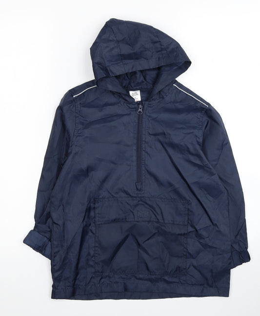 Back To School Boys Blue Rain Coat Jacket Size S Pullover