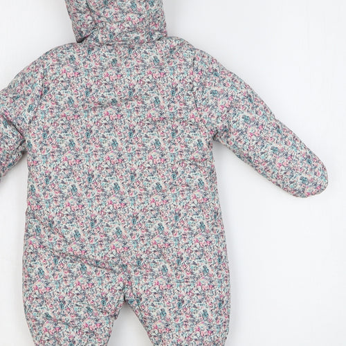 Mothercare Girls Multicoloured Floral Polyester Coverall One-Piece Size 0-3 Months Zip