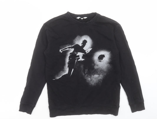 H&M Boys Black Cotton Pullover Sweatshirt Size 11-12 Years Pullover