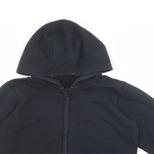 Marks and Spencer Boys Black Cotton Full Zip Hoodie Size 10-11 Years Zip