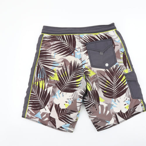 ASOS Mens Multicoloured Floral Polyester Bermuda Shorts Size 30 in L11 in Regular Drawstring - Swimming shorts