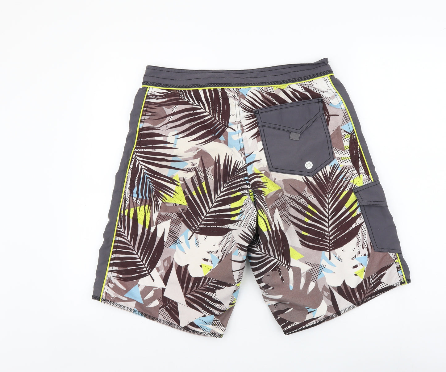 ASOS Mens Multicoloured Floral Polyester Bermuda Shorts Size 30 in L11 in Regular Drawstring - Swimming shorts