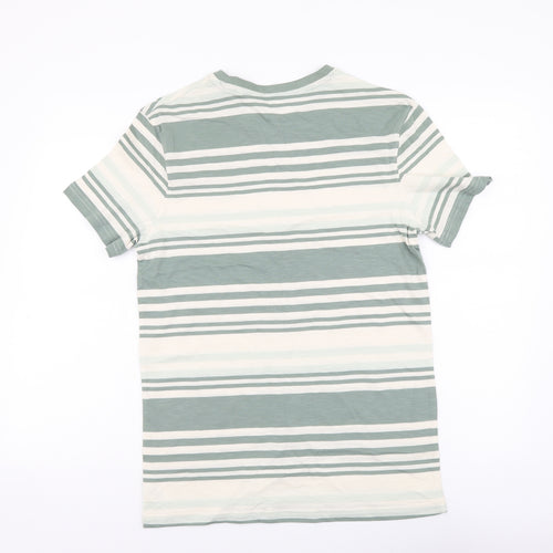 TU Mens Multicoloured Striped Cotton T-Shirt Size S Round Neck