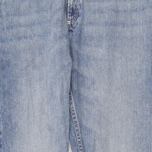 Marks and Spencer Mens Blue Cotton Straight Jeans Size 40 in L33 in Slim Button