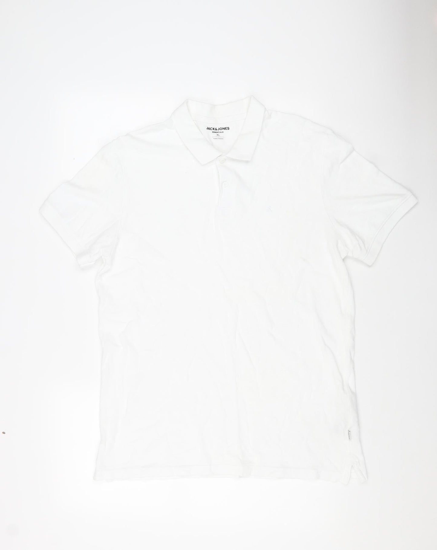 JACK & JONES Mens White Cotton T-Shirt Size XL Collared