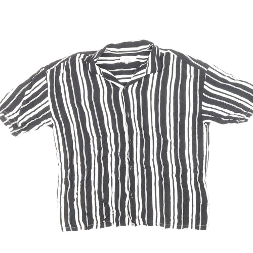 Loom Mens Multicoloured Striped Viscose Button-Up Size M Collared Button