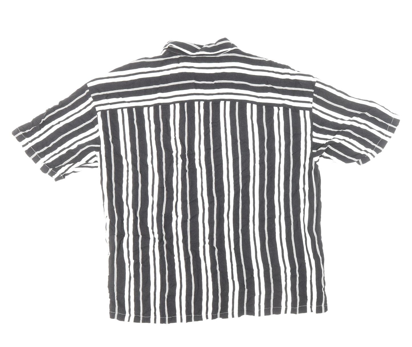 Loom Mens Multicoloured Striped Viscose Button-Up Size M Collared Button