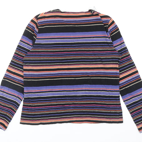 Black Pepper Womens Multicoloured Striped Cotton Basic T-Shirt Size 12 Boat Neck