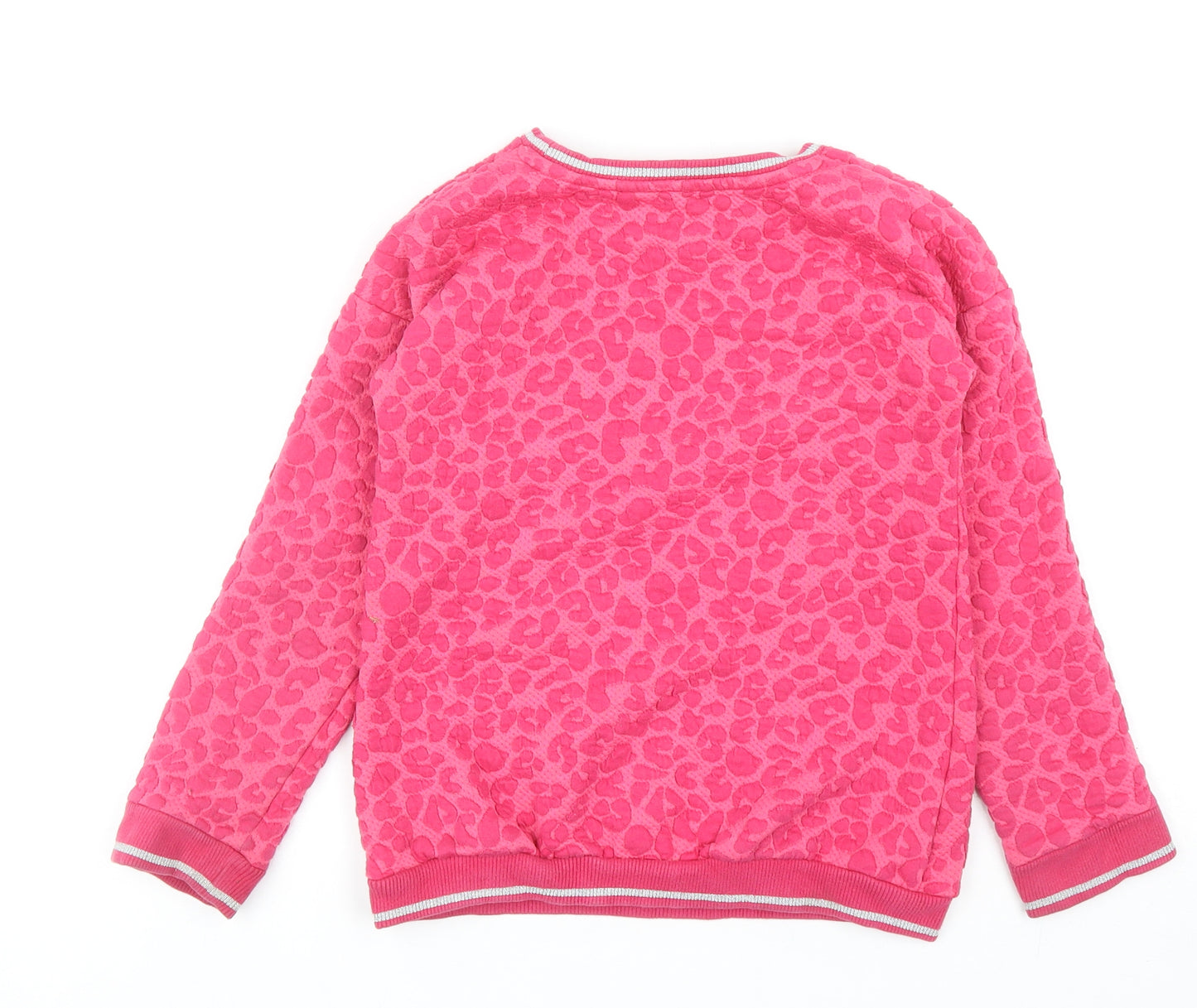 Nutmeg Girls Pink Animal Print Cotton Pullover Sweatshirt Size 9-10 Years Pullover - Textured Leopard Print