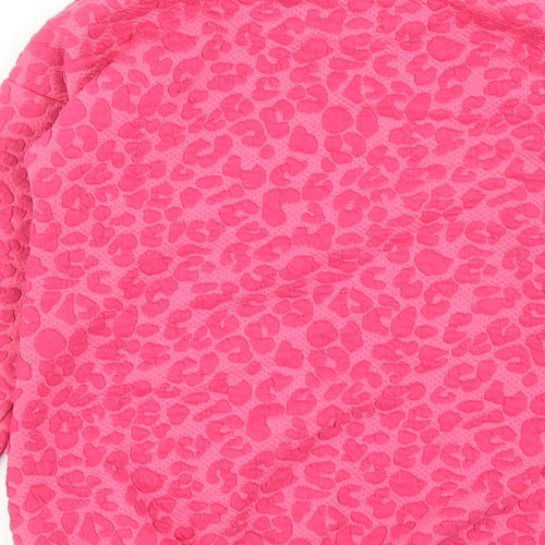Nutmeg Girls Pink Animal Print Cotton Pullover Sweatshirt Size 9-10 Years Pullover - Textured Leopard Print