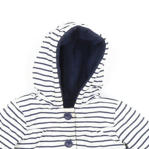 George Girls White Striped Rain Coat Coat Size 9-10 Years Button