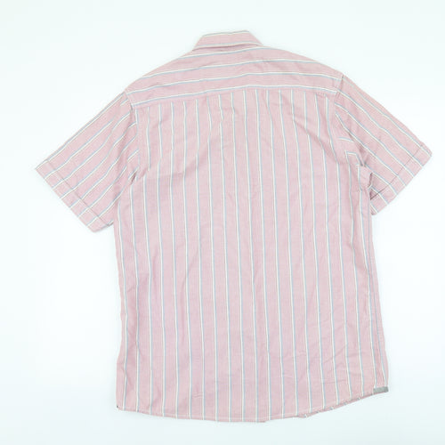 Boston Crew Mens Pink Striped Cotton Button-Up Size M Collared Button