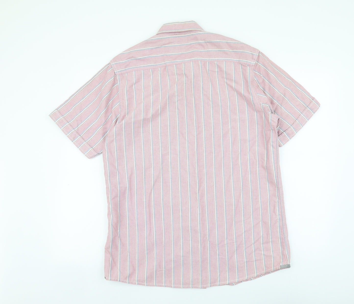 Boston Crew Mens Pink Striped Cotton Button-Up Size M Collared Button