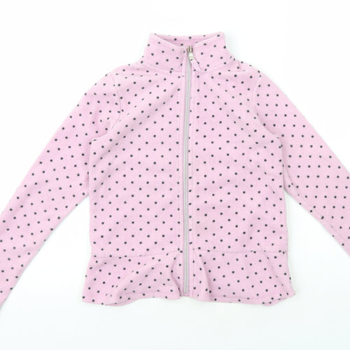 Mywear Girls Pink High Neck Polka Dot Polyester Full Zip Jumper Size 7-8 Years Zip