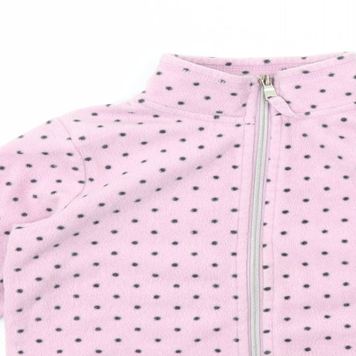 Mywear Girls Pink High Neck Polka Dot Polyester Full Zip Jumper Size 7-8 Years Zip