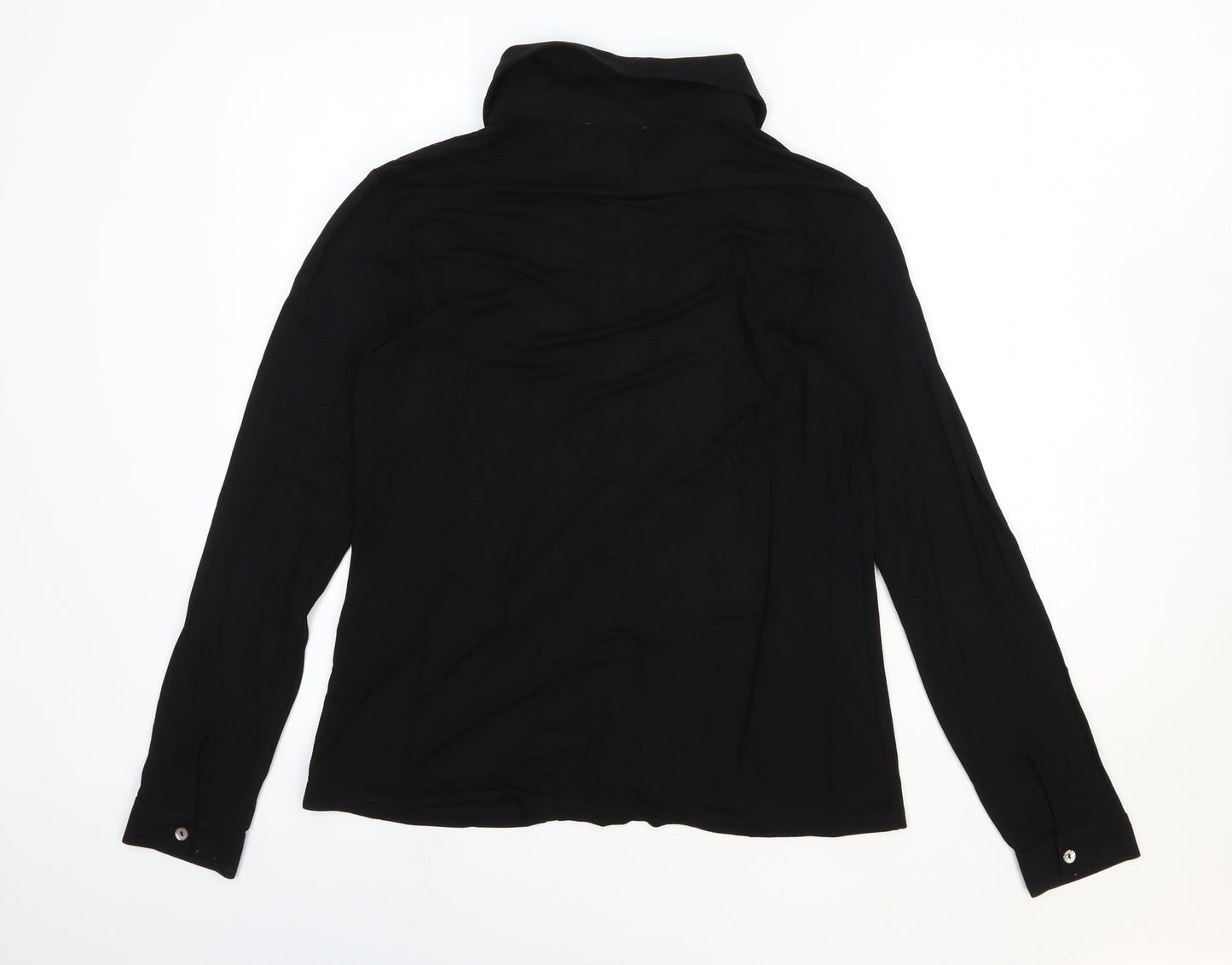 Artigiano Womens Black Viscose Basic Button-Up Size 12 Collared