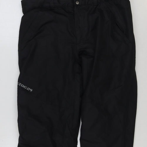 TOG24 Mens Black Polyester Rain Trousers Trousers Size L L32 in Regular Button
