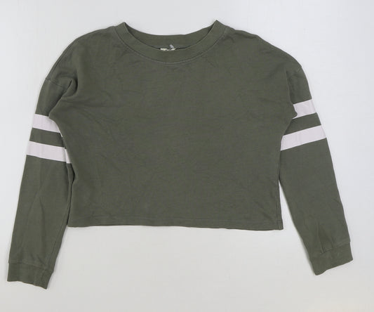 H&M Girls Green Cotton Pullover Sweatshirt Size 11-12 Years Pullover
