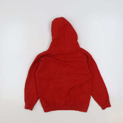 Preworn Boys Red Cotton Pullover Hoodie Size 7-8 Years Pullover - Isle of Man