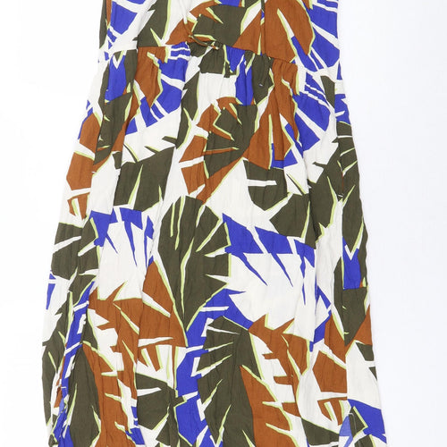 TOM TAILOR Womens Multicoloured Geometric Viscose Maxi Size 10 V-Neck Pullover