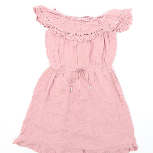 Primark Girls Pink Viscose Fit & Flare Size 8-9 Years Off the Shoulder Pullover