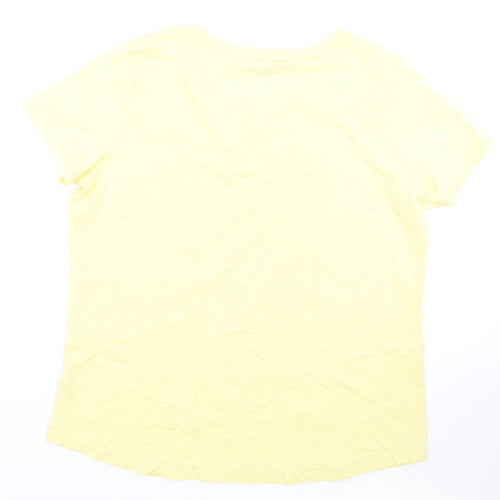 Garcia Womens Yellow Cotton Basic T-Shirt Size XL Round Neck - Find Me Where The Sun Keeps Shining