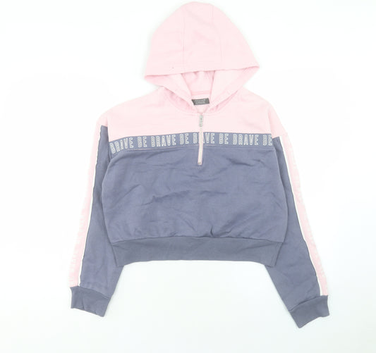 Primark Girls Pink Cotton Pullover Hoodie Size 13-14 Years Zip - Be Brave