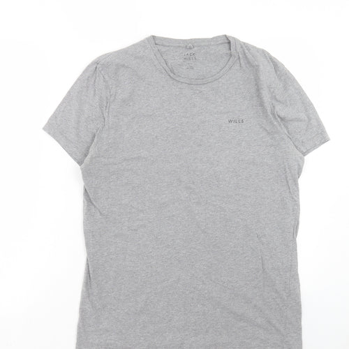 Jack Wills Mens Grey Polyester T-Shirt Size S Crew Neck