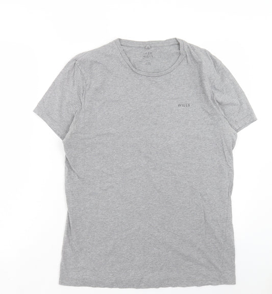 Jack Wills Mens Grey Polyester T-Shirt Size S Crew Neck