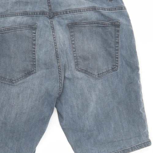 NEXT Mens Grey Cotton Biker Shorts Size 32 in L10 in Regular Zip