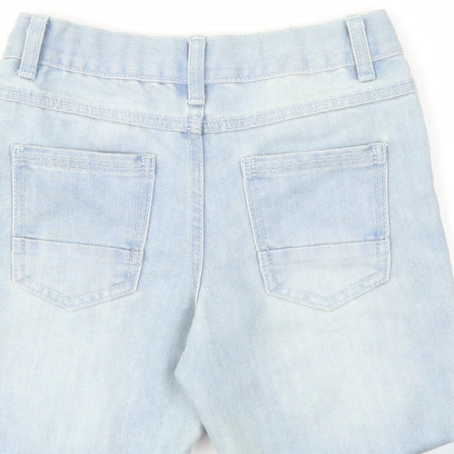 Primark Boys Blue Cotton Bermuda Shorts Size 7-8 Years Regular Zip - Button Front