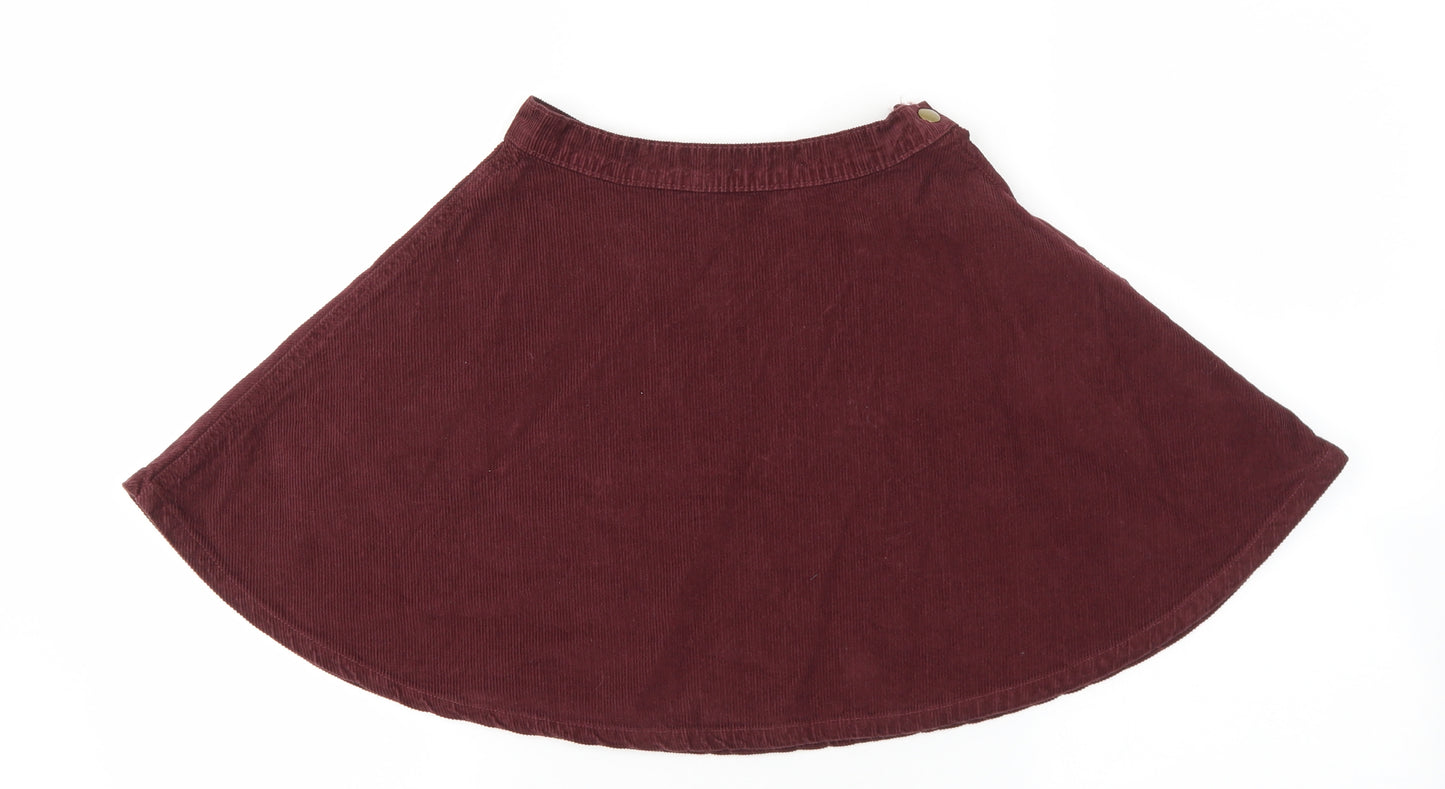 American Apparel Womens Red Cotton Flare Skirt Size XS Zip - Snap button Closure