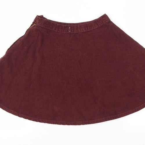 American Apparel Womens Red Cotton Flare Skirt Size XS Zip - Snap button Closure
