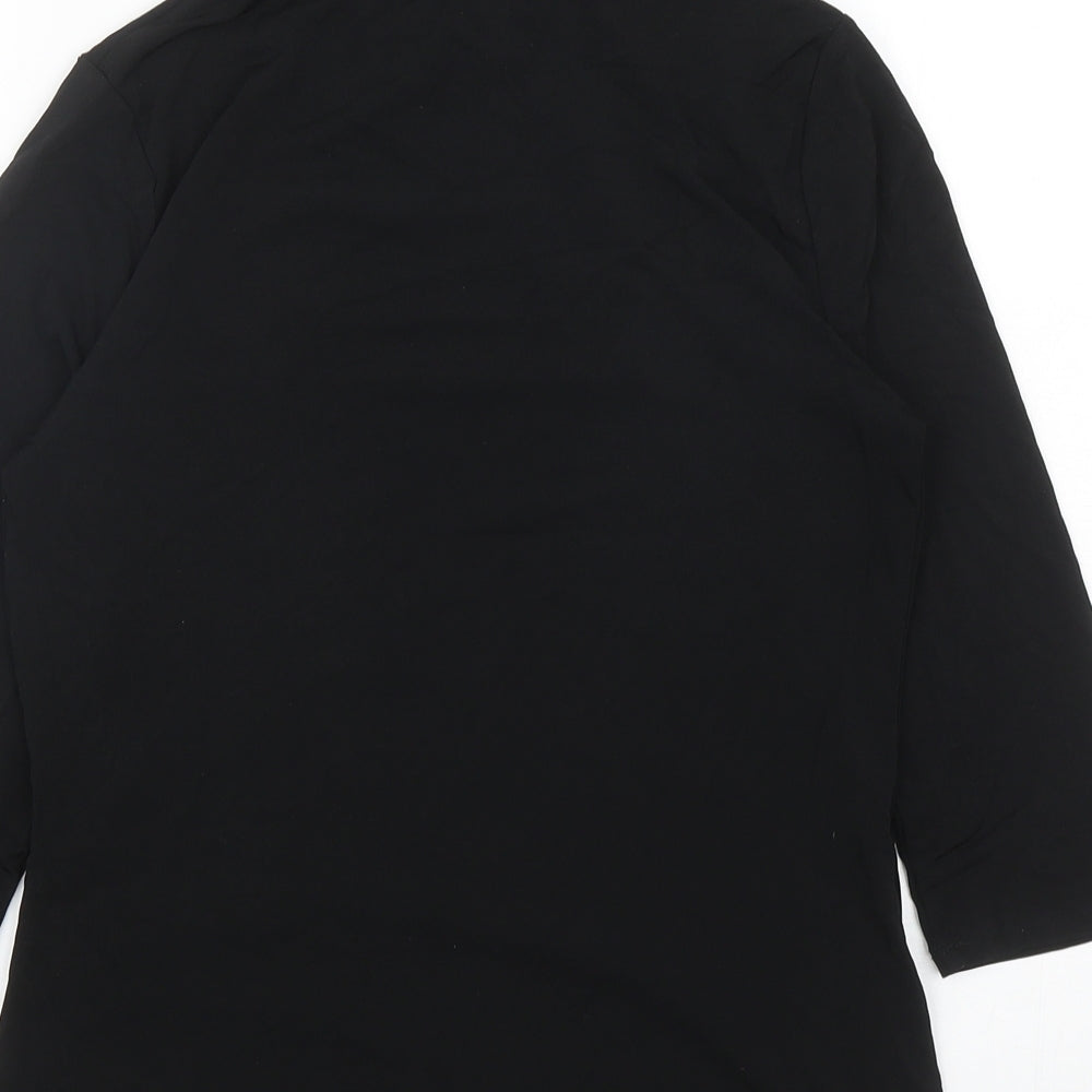 Amaryllis Womens Black Polyester Basic Blouse Size M V-Neck - Ruched