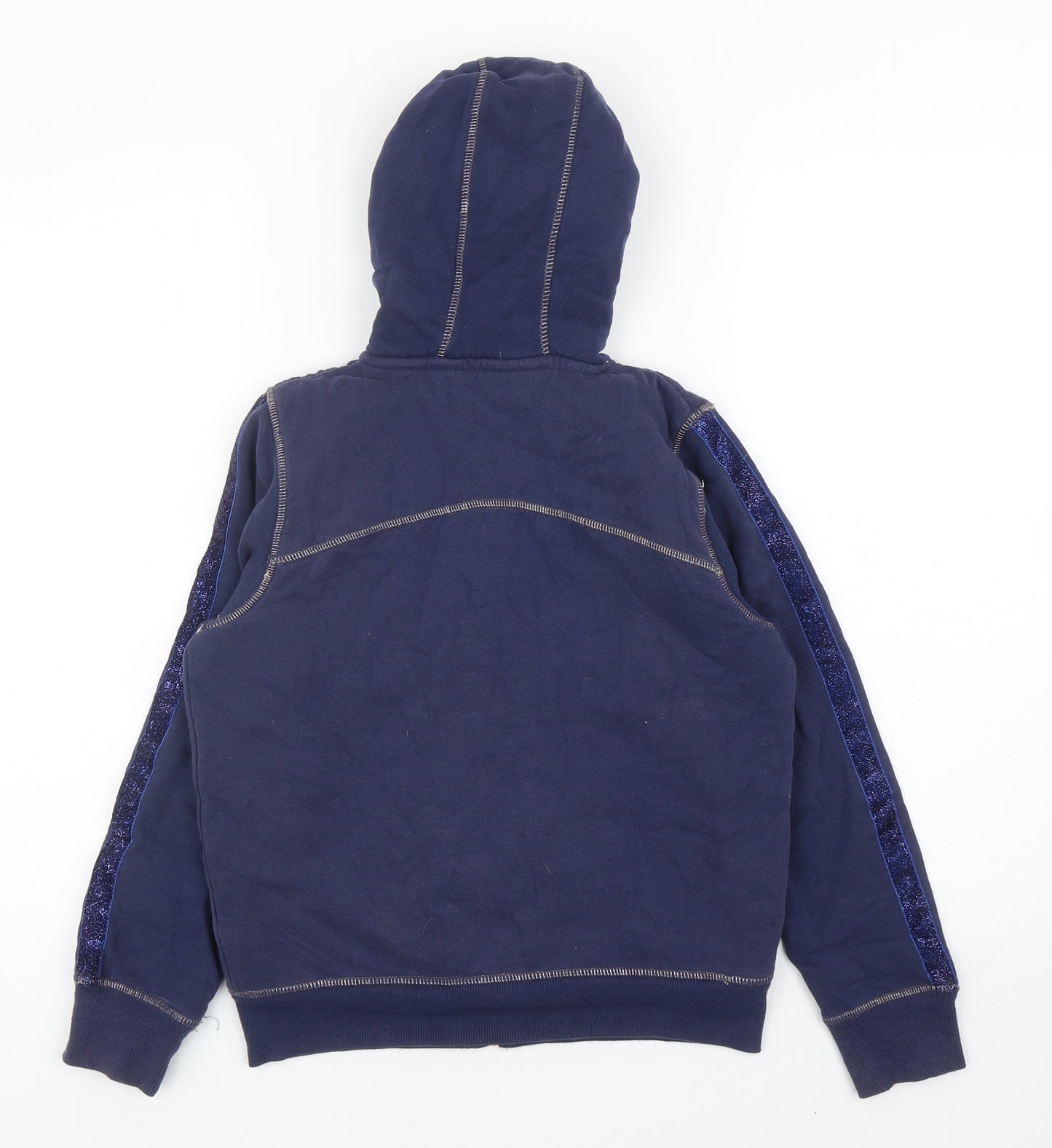 Marks and Spencer Girls Blue Cotton Full Zip Hoodie Size 10-11 Years Zip