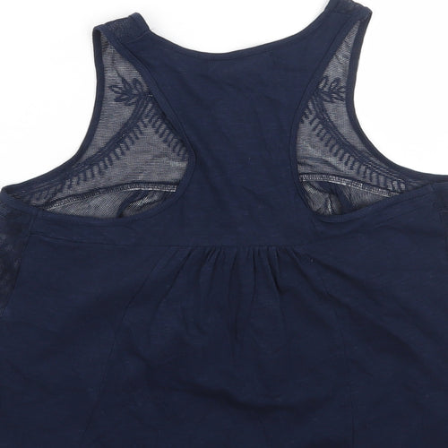 Sfera Womens Blue Geometric Cotton Basic T-Shirt Size M Round Neck