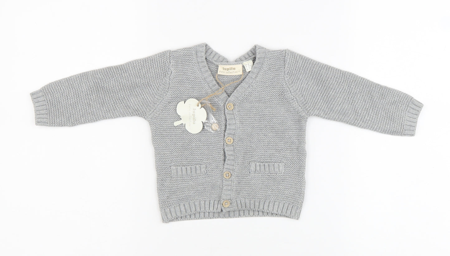 Lupilu Baby Grey 100% Cotton Cardigan Jumper Size 3-6 Months Button