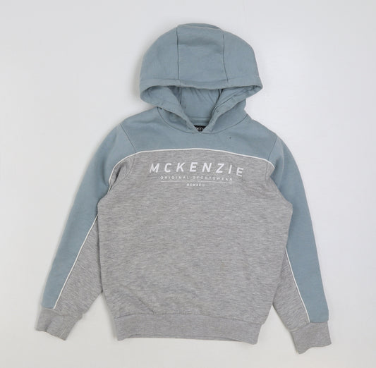 McKenzie Boys Blue Colourblock Cotton Pullover Hoodie Size 8-9 Years Pullover
