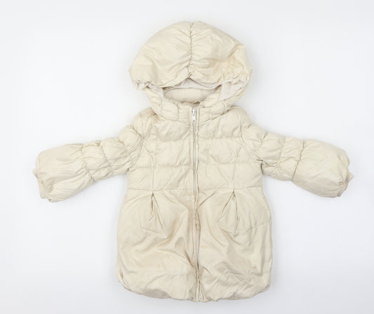 Gap Girls Ivory Puffer Jacket Coat Size 2 Years Zip