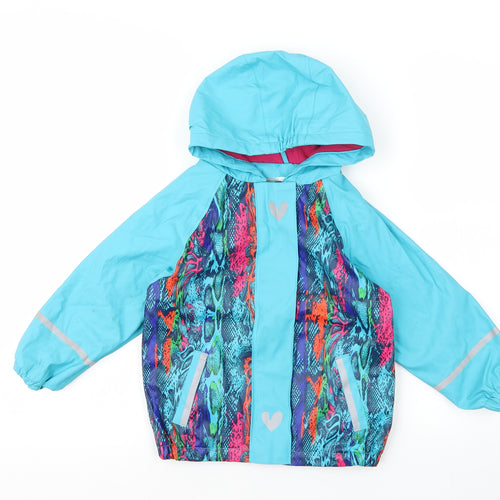 Lupilu Girls Multicoloured Geometric Rain Coat Coat Size 2-3 Years Zip - Heart Detail