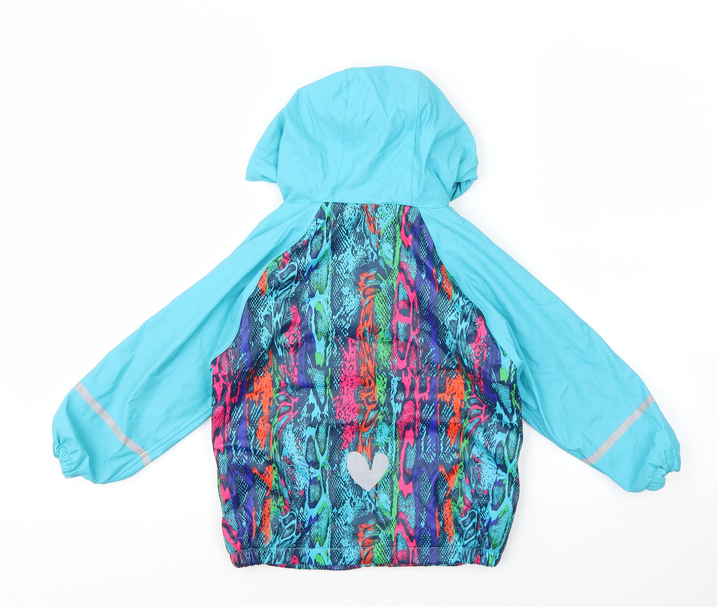 Lupilu Girls Multicoloured Geometric Rain Coat Coat Size 2-3 Years Zip - Heart Detail
