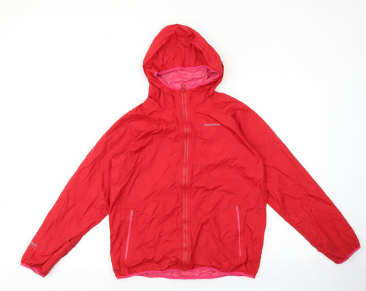 Craghoppers Girls Red Windbreaker Coat Size 13 Years Zip