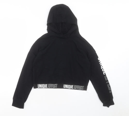 LC Waikiki Girls Black Cotton Pullover Hoodie Size 11-12 Years Pullover - Unique Effect