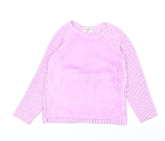 LC Waikiki Girls Purple Round Neck Acrylic Pullover Jumper Size 10-11 Years Pullover - Fluffy Front