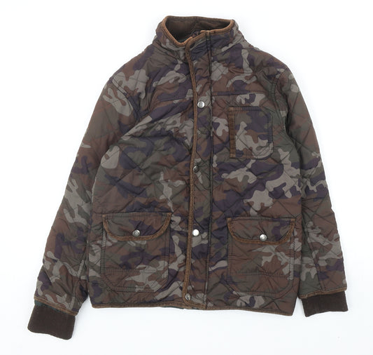 Rebel Boys Multicoloured Camouflage Quilted Jacket Size 10-11 Years Snap