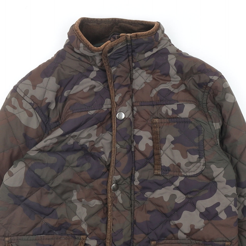 Rebel Boys Multicoloured Camouflage Quilted Jacket Size 10-11 Years Snap